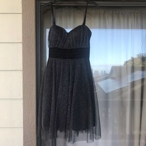 Black Semi-Formal Glitter Mesh Dress